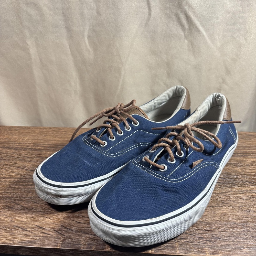 Vans Shoes Mens Size 11 Blue Brown Low Top Canvas Lace Up Skate Sneaker 721356